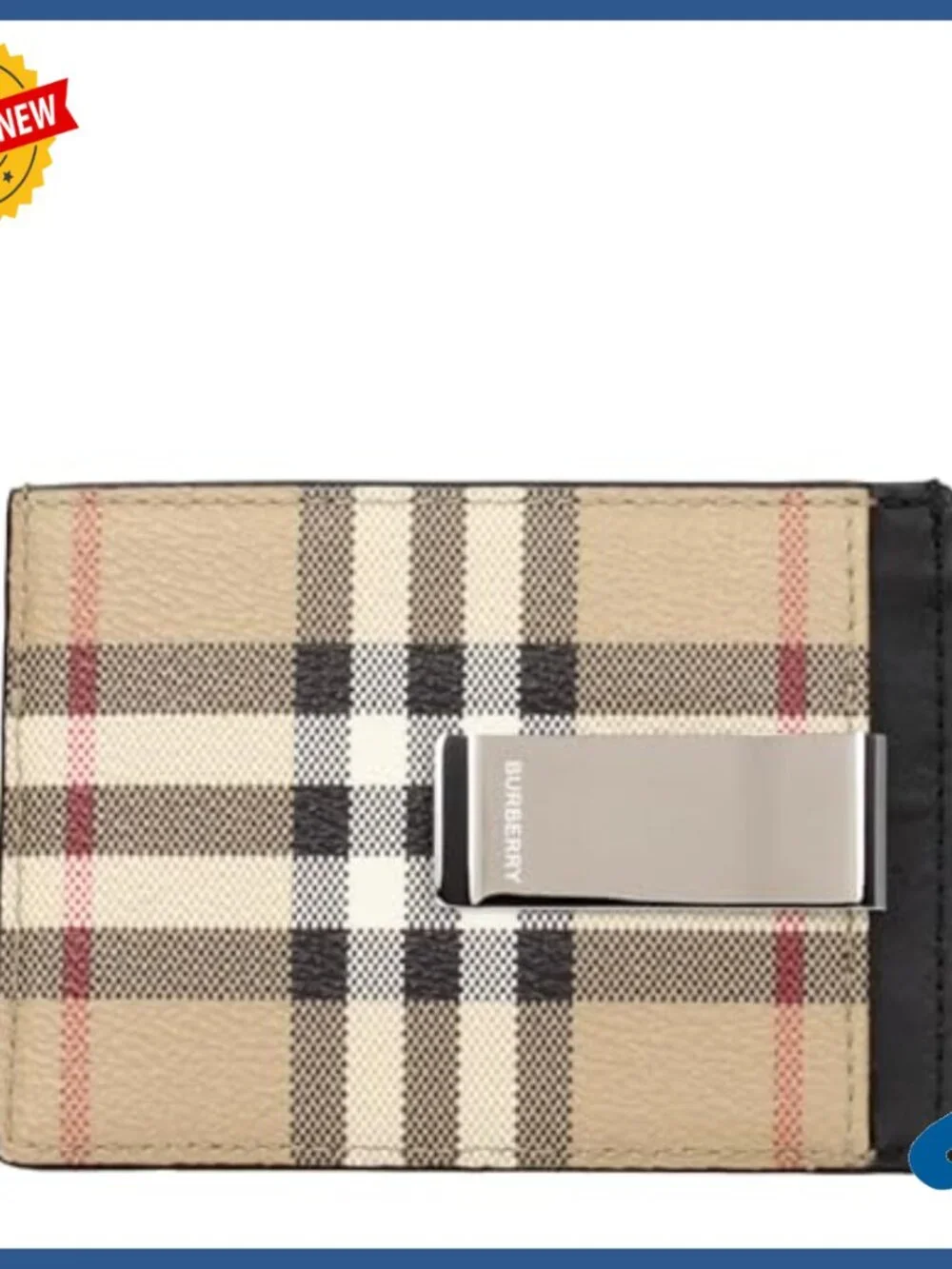 Slim Leather-Trimmed Check Card Holder with Money Clip